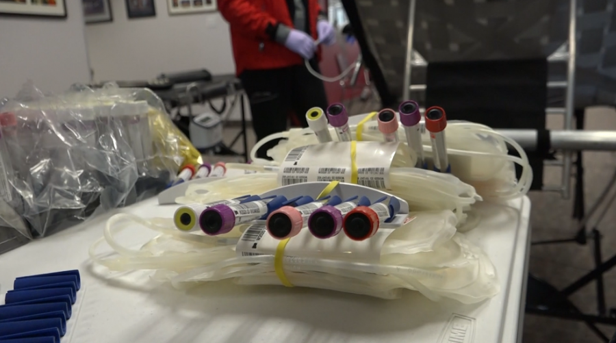 Vials of blood at the Feb. 15 Red Cross event.