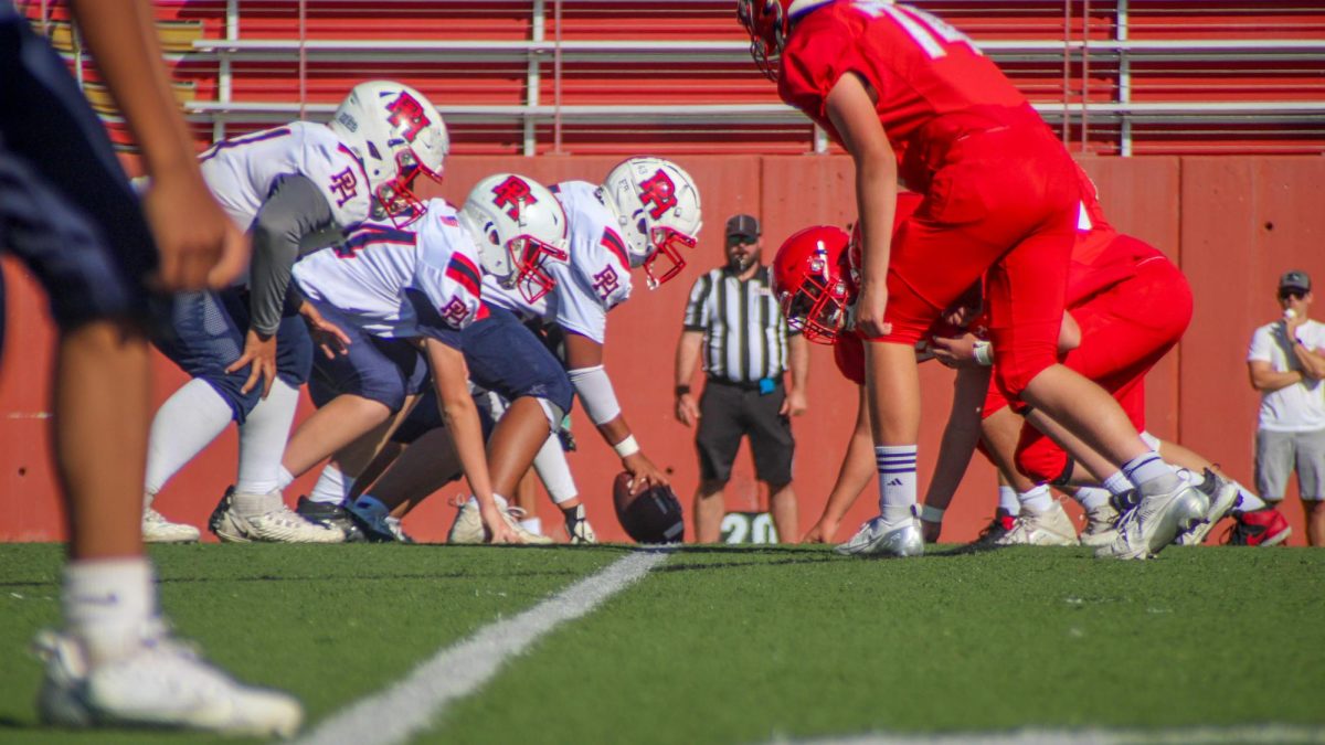 The line of scrimmage in JV football.