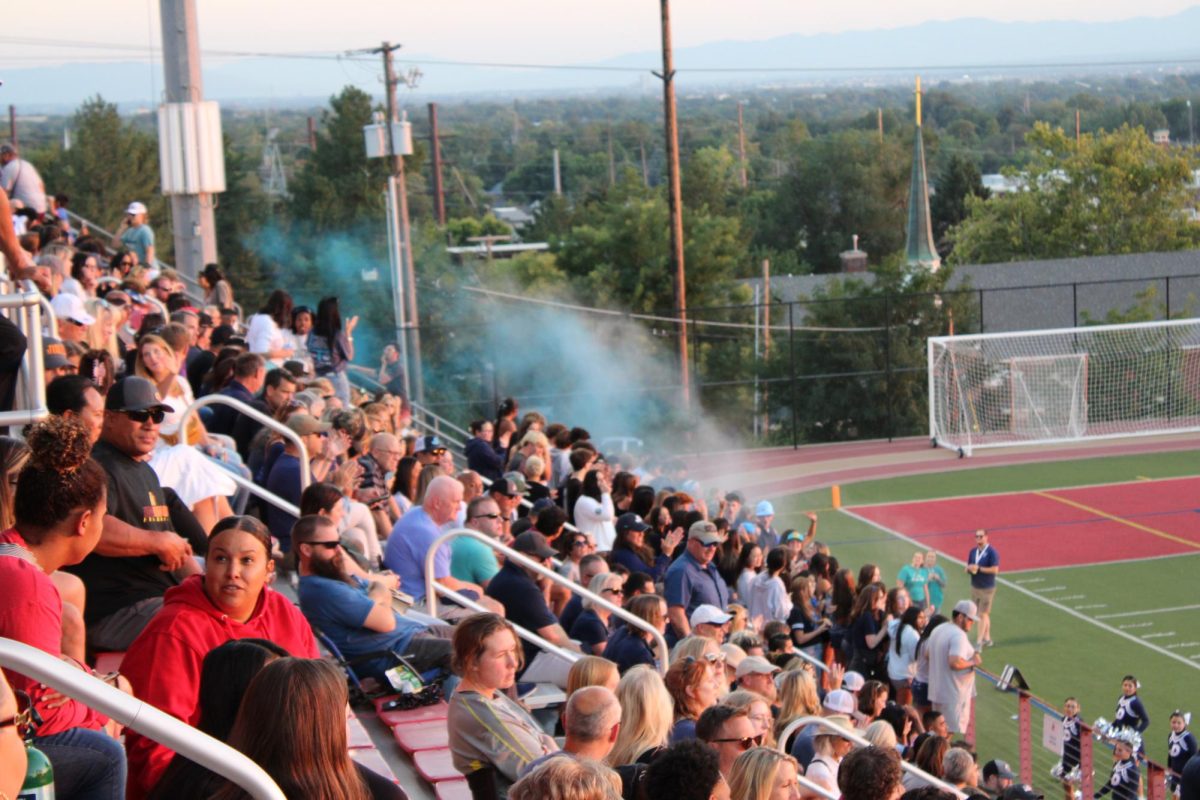 The crowd at the Homecoming football game.